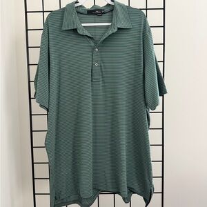 Men's Green Striped Polo Shirt